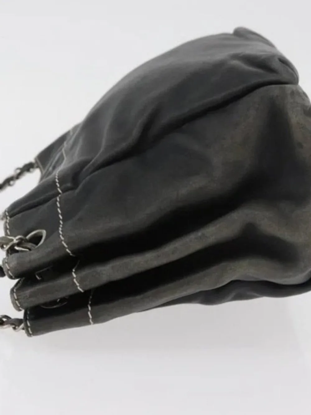 CHANEL Chain Shoulder Bag Lamb Skin Black CC Auth BA13139